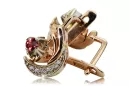 Rubin Original vintage de 14k roz și aur alb Cercei Vintage vec093rw